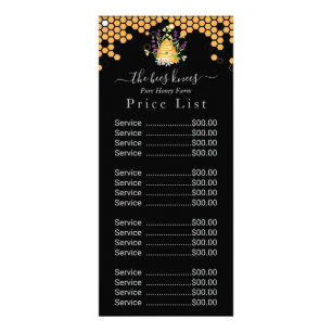 Elegant Black Honey Price List Custom Price list Rack Card