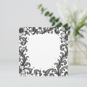 Elegant Black Ink Floral Border Design