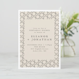 Elegant Black Ivory Geometric Rehearsal Dinner Invitation