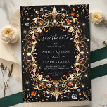 Elegant Black Jewels Decorated Save The Date Invitation<br><div class="desc">Elegant,  modern,  and delicate Mystic Elegant Black Jewels Decorated Save The Date wedding invitation that you can customise with your info to make it furthermore special. The romantic minimalist design features lovely and elegant calligraphy on a Beautiful background with a clean and simple look.</div>