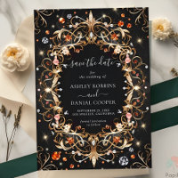 Elegant Black Jewels Decorated Save The Date