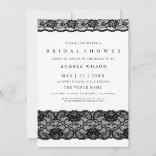 Elegant Black Lace Bridal Shower Invitation