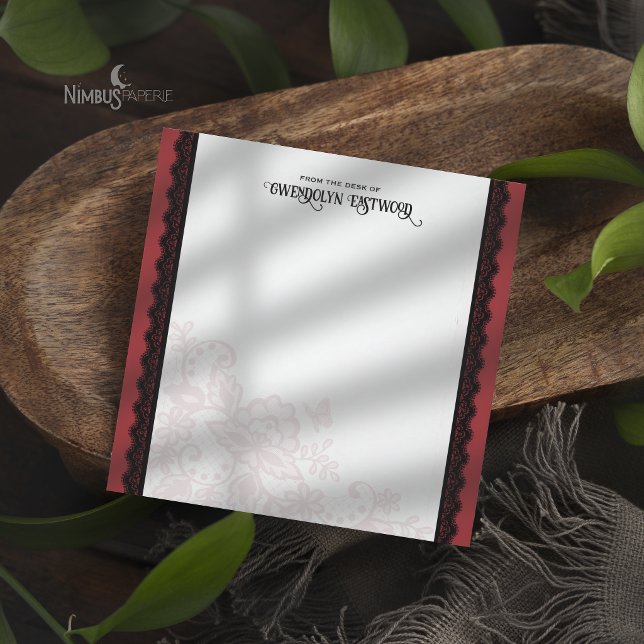 Elegant Black Lace Deep Red Square Stationery Card (Creator Uploaded)