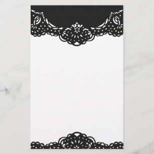 Elegant Black Lace Ornate Stationery