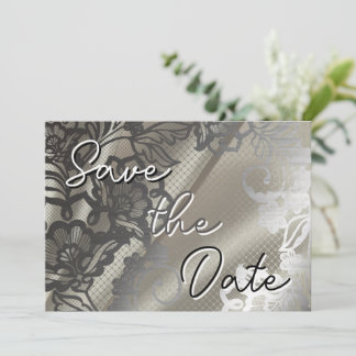 Elegant Black Lace Save The Date