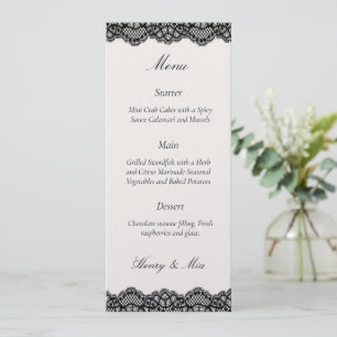 Elegant Black Lace Vintage Wedding Party Menu