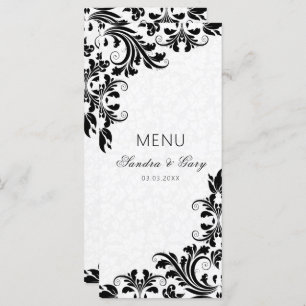 Elegant Black Lace White Damasks  Menu