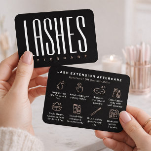 Elegant Black Lash Extension Aftercare Card
