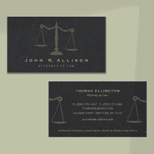 Elegant Black Lawyer Unbalanced Scales of Justice Business Card