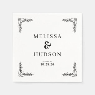 Elegant Black Leaf Motions Napkin