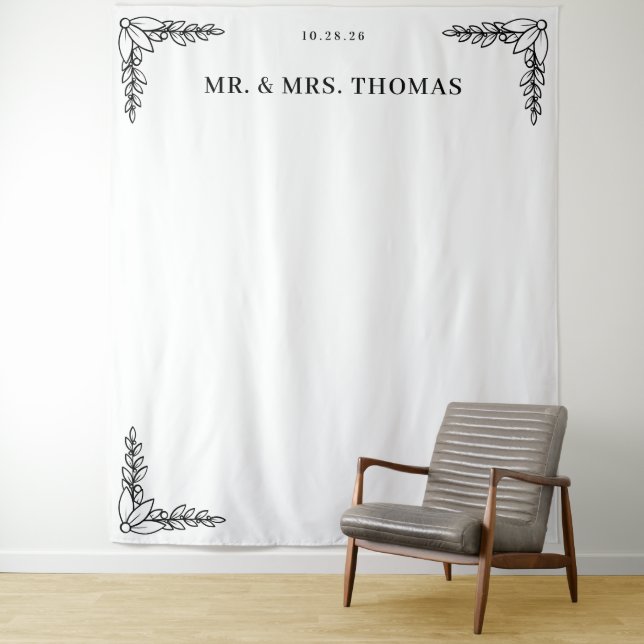 Elegant Black Leaf Motions Tapestry (In Situ)