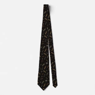Elegant black leaf pattern neck tie