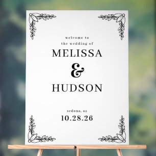 Elegant Black Leafy Branches Acrylic Sign