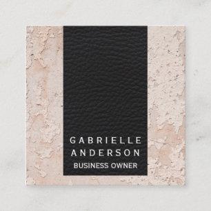 Elegant Black Leather Textured Wall Square Business Card