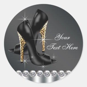 Elegant Black Leopard High Heel Shoe Stickers