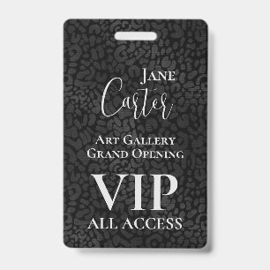 Elegant Black Leopard VIP All Access Pass ID Badge