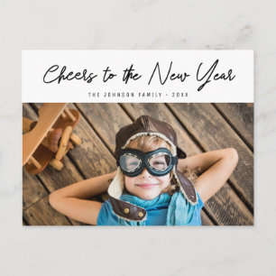 Elegant black lettering Happy New Year Postcard