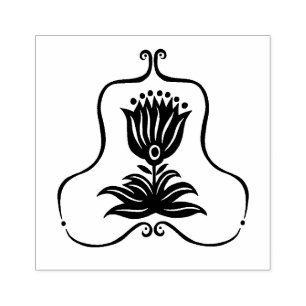 Elegant Black Line Art Tulip CUSTOM Rubber Stamp