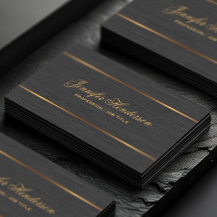 Elegant Black Linen Fabric Gold Frame Professional Business Card