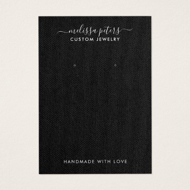 Elegant Black Linen Jewellery Earring Display Card (Front)