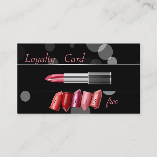 Elegant Black, Lipstick Loyalty Card (Front)