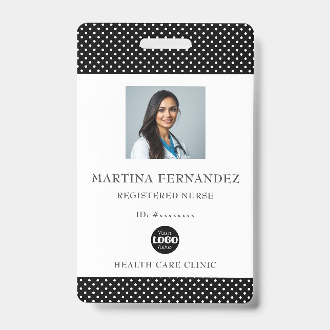 Elegant Black Logo Registered Nurse ID Badge (Front)