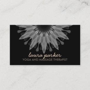 Elegant Black Lotus Flower Yoga Healing Health Business Card