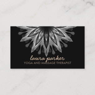 Elegant Black Lotus Flower Yoga Healing Health Business Card