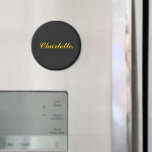 Elegant Black Magnet with Custom Name Text<br><div class="desc">Add a touch of sophistication to any space with this Elegant Black Magnet featuring your custom name text. Perfect for lockers,  fridges,  or office boards,  its sleek design and personalised detail make it both functional and stylish. A great gift or personal accessory for home,  school,  or professional use.</div>