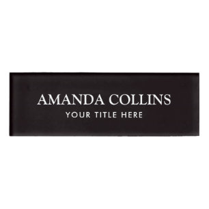 Elegant black magnetic name tags