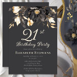 Elegant Black Magnolia Floral 21st Birthday Party  Invitation<br><div class="desc">Celebrate a meaningful milestone with timeless elegance. This sophisticated birthday invitation features dramatic magnolia florals set against a rich charcoal background, paired with soft buttercream typography for a refined and polished look. The classic botanical design and balanced layout create a beautiful invitation perfect for elegant birthday dinners, family gatherings, and...</div>