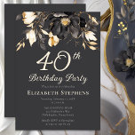 Elegant Black Magnolia Floral 40th Birthday Party  Invitation<br><div class="desc">Celebrate a meaningful milestone with timeless elegance. This sophisticated birthday invitation features dramatic magnolia florals set against a rich charcoal background, paired with soft buttercream typography for a refined and polished look. The classic botanical design and balanced layout create a beautiful invitation perfect for elegant birthday dinners, family gatherings, and...</div>