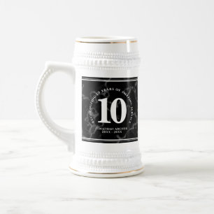 Elegant Black Marble 10 Years Work Anniversary Beer Stein