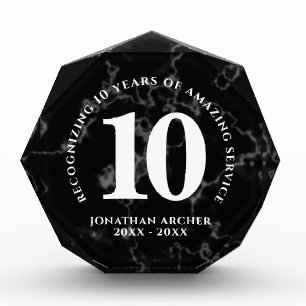 Elegant Black Marble 10 Years Work Anniversary Photo Block