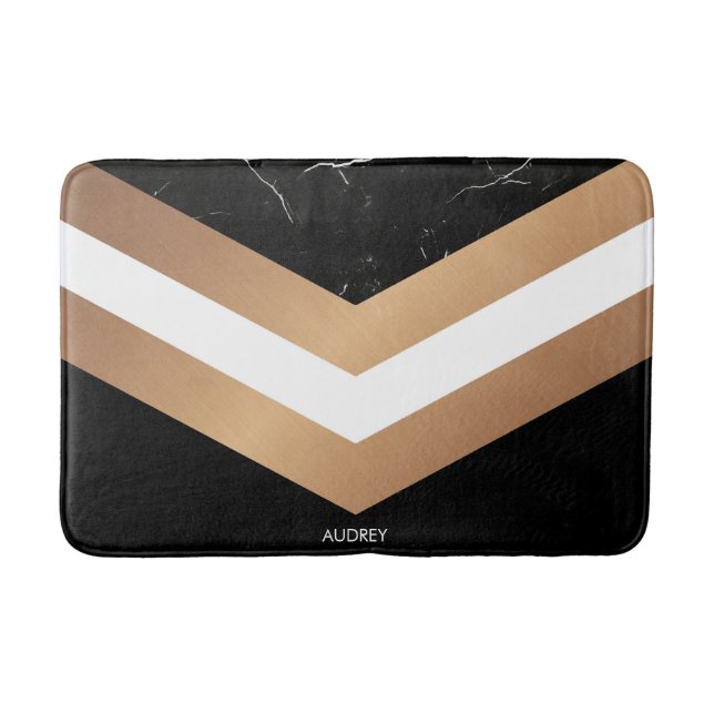 Elegant Black  Marble Bath Mat (Front)