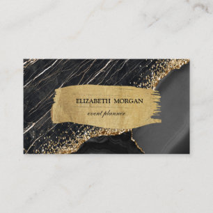 Elegant Black Marble Brush Stroke  Business Card