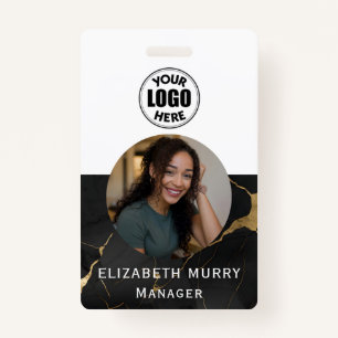 Elegant Black Marble Employee ID Badge