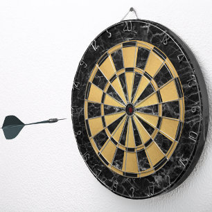 Elegant Black Marble Faux Gold Foil Classic Dartboard