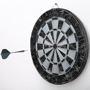 Elegant Black Marble Faux Silver Metallic Classic Dartboard