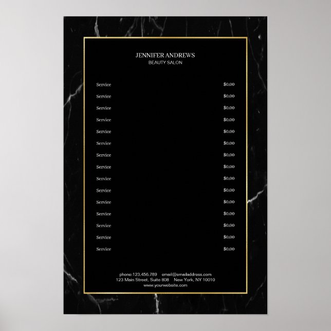 Elegant Black Marble Gold Poster (Front)