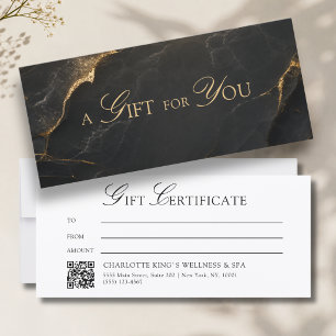 Elegant Black Marble QR Code Gift Certificate