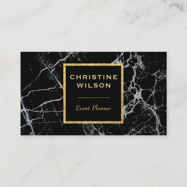 elegant black marble stone business card (Front)