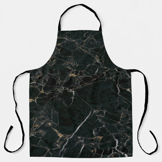 Elegant Black Marble: Textured Background Apron (Front)