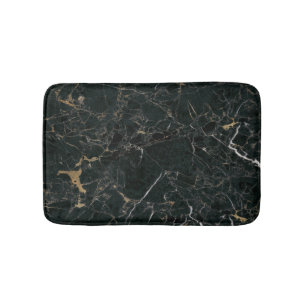 Elegant Black Marble: Textured Background Bath Mat