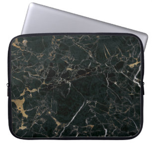 Elegant Black Marble: Textured Background Laptop Sleeve