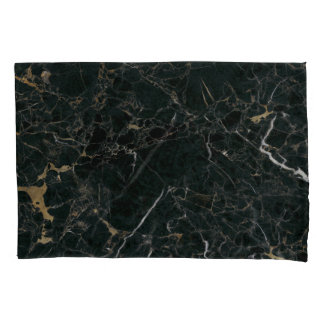 Elegant Black Marble: Textured Background Pillowcase