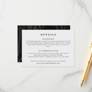 Elegant  black marble wedding information  enclosure card
