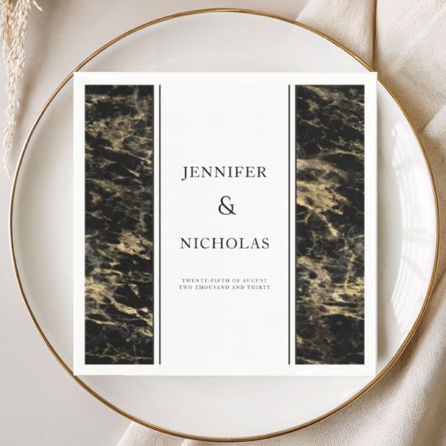 Elegant Black Marble Wedding Napkin (Elegant Black Marble Wedding Napkins)