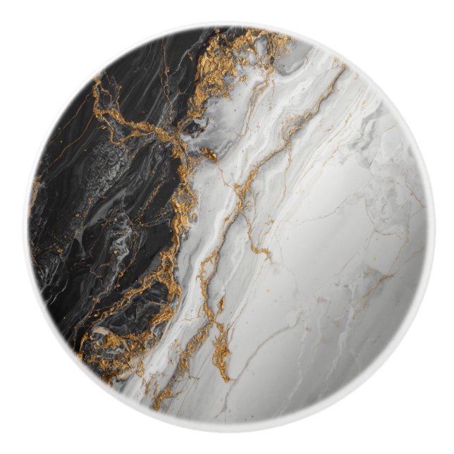 Elegant Black Marble with Gold textured Ceramic Knob (Front)
