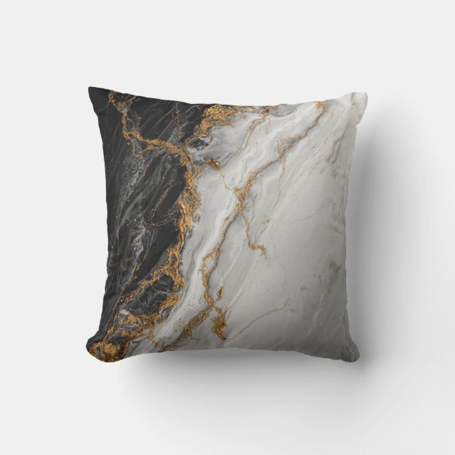 Elegant Black Marble with Gold textured Cushion (Front)